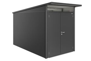 Metalen berging AvantGarde ECO A4 180x380x222 cm met dubbele deur- Lessenaarsdak- Metaal- Biohort