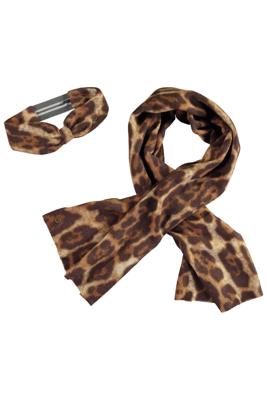 Like Flo winter sjaal + hoofdband meisjes - bruin - Nila - geweven, panter