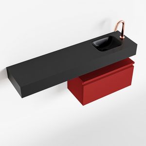 Toiletmeubel Mondiaz Andor | 120 cm | Meubelkleur Fire | Lex vrijhangend wastafel Urban Rechts | 1 kraangat