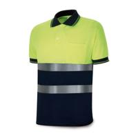 Herenpolo met Korte Mouwen Geel Marineblauw Hoge zichtbaarheid - Maat: M