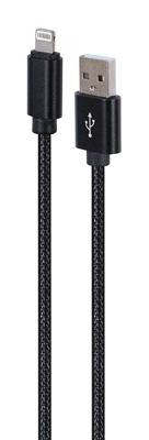 Gembird CCDB-mUSB2B-AMLM-6 Katoenen gevlochten 8-polige kabel met metalen connectoren, 1,8 m, zwart