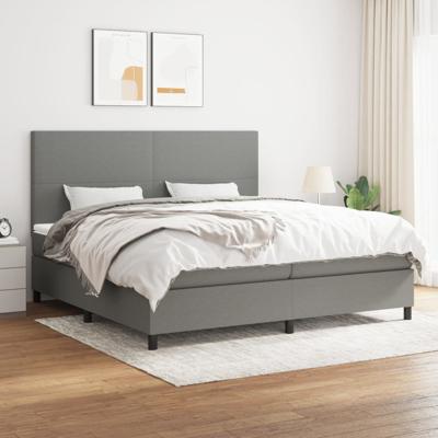 Boxspring met matras stof donkergrijs 200x200 cm