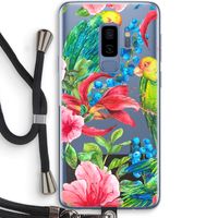 Papegaaien: Samsung Galaxy S9 Plus Transparant Hoesje met koord