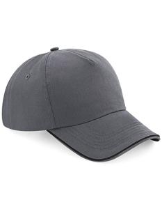 Beechfield CB25c Authentic 5 Panel Cap - Piped Peak - Graphite Grey/Black - One Size