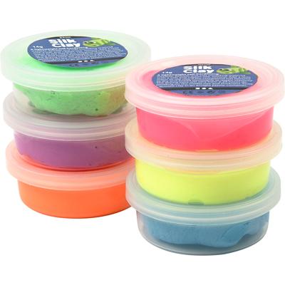 Silk Clay neon kleuren, 6x14gr.