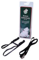 Nylon kittentuig met lijn zwart - Gebr de boon