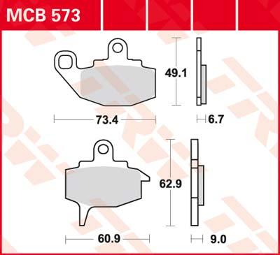 TRW Remblokken, en remschoenen voor de moto, MCB573 Allround organisch