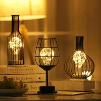 Retro klassieke ijzeren kunst LED tafellamp lezing lamp nachtlampje slaapkamer lamp Bureau verlichting huis decoratie lampenkap stijl: rode wijn + ro
