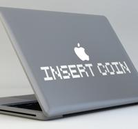 Sticker voor Macbook tekst insert coin