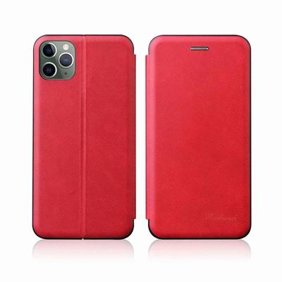 Voor iPhone 11 Pro TPU + PU geïntegreerde spanning magnetische kaarthouder retro lederen draagtas (rood)
