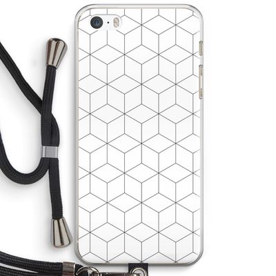 Zwart-witte kubussen: iPhone 5 / 5S / SE Transparant Hoesje met koord