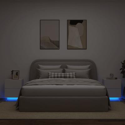 Nachtkastjes met LED-verlichting 2 st bewerkt hout wit