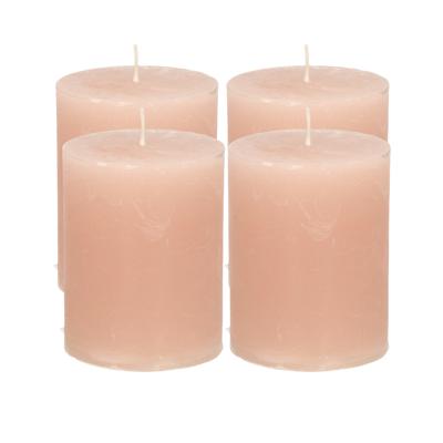 Atmosphera Stompkaars - 4x - taupe - 7 x 9 cm - cilinderkaars - middel rustiek model