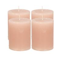 Atmosphera Stompkaars - 4x - taupe - 7 x 9 cm - cilinderkaars - middel rustiek model