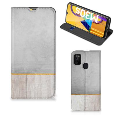 Samsung Galaxy M30s | M21 Book | Wallet Case | Wood Concrete