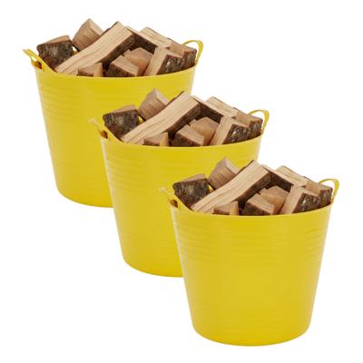 Excellent houseware Flexibele kuip / emmer - 3x - geel - 27 liter - kunststof - 42 x 35 cm