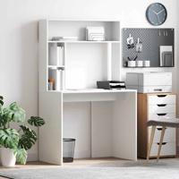 Bureau met plank met opslag Wit 91 x 50 x 149 cm Bewerkt hout