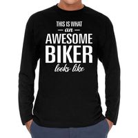 Awesome biker / motorrijder cadeau t-shirt long sleeves heren - thumbnail