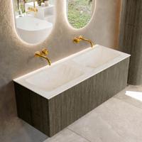 Badmeubel Mondiaz Kurve-Dlux | 120 cm cm | Meubelkleur Shadow | Wastafelkleur Opalo | Solid surface | Wasbak beiden zijden spoelbak | Zonder kraangat(en)