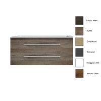 Badkamermeubelset Sanicare Q4 Twee Soft-Close Laden 100x45 cm Grey-Wood (0, 1 of 2 Kraangaten)