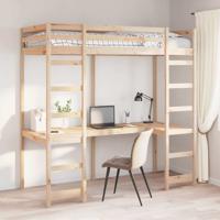 Hoogslaper bedframe Naturel 90 x 190 cm Massief grenenhout
