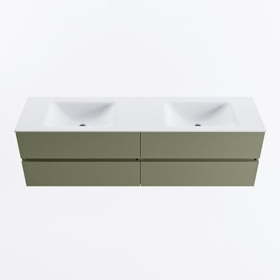MONDIAZ VICA 170cm badmeubel onderkast Army 4 lades. Wastafel CLOUD dubbel 2 kraangaten, kleur Talc.