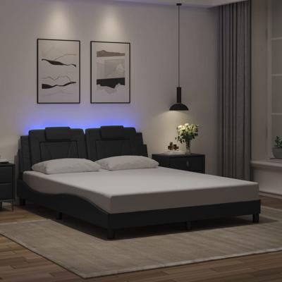 Bedframe met LED-verlichting kunstleer zwart 160x200 cm