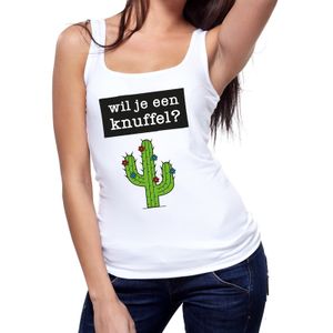 Wil je een Knuffel tekst tanktop / mouwloos shirt wit dames
