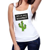 Wil je een Knuffel tekst tanktop / mouwloos shirt wit dames - thumbnail