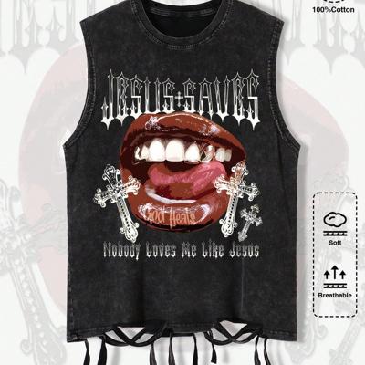 Men's Graphic Print Tank Top - Loose Fit 100% Cotton Casual Vest XL