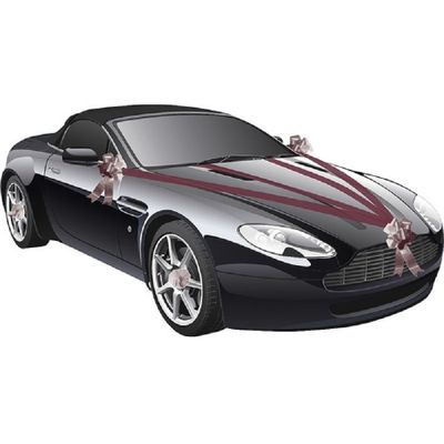 Trouwauto decoratie lint - bordeaux rood - bruiloft benodigdheden