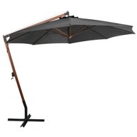 The Living Store Zweefparasol Antraciet Houten Paal - 350 cm - Waterdicht UV-bestendig Kleurvast - Montage vereist - thumbnail