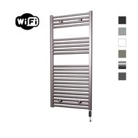 Elektrische Radiator Sanicare HWV Met Wifi 111,8x45 cm Inox Look 596W Met Thermostaat Zwart Rechtsonder Sanicare