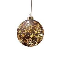 Led bal glas sterren dia. 12 cm donkerbruin/goud Anna's Collection - Annas collection