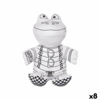 Knuffel om in te kleuren Wit Zwart Stof 16 x 18 x 13 cm Kikker (8 Stuks)