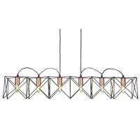 Searchlight Eetkamer hanglampAnthea 6-lichts zwart met roodkoper - 8416-6BK