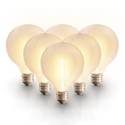 Set van 6 Smart filament lampen - G125 bolvorm - E27 - 7 Watt 806 lumen - CCT White Ambience - Wifi & Bluetooth - Bestuurbaar via app - Google Home, Amazon Alexa en Siri - LED Gloeilamp