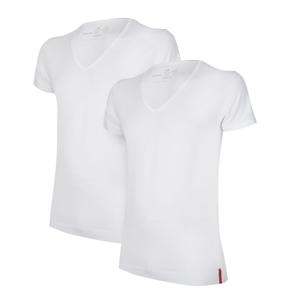 Undiemeister® Slim Fit T-shirt Diepe V-hals 2-pack Chalk White - Kwaliteit Heren Ondershirts - XXXL