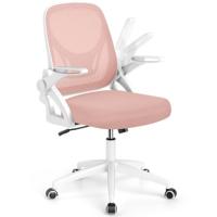 Ergonomische Bureaustoel met Opklapbare Armleuningen en Kantelfunctie Bureaustoel Roze