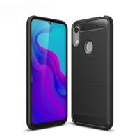Textuur koolstofvezel schokbestendige TPU Case voor Huawei Honor 8A(Black) geborsteld