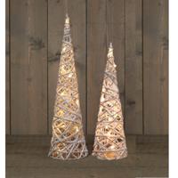 LED kegels - 2x st - H40 en H60 cm - warm wit - glitter kerstboom lampen - thumbnail