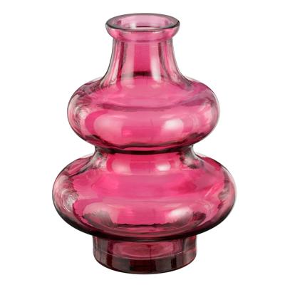 Bloemenvaas Sira - transparant glas - roze - D12 x H16 cm - vaas - sierlijk model