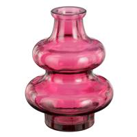 Bloemenvaas Sira - transparant glas - roze - D12 x H16 cm - vaas - sierlijk model