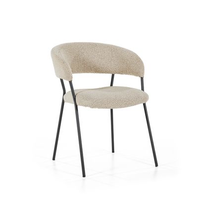 Eleonora Eetkamerstoel 'Luka' Bouclé, kleur Taupe
