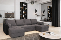 2dekans U-bank Kos | 2 Kleurig - Antraciet met zwarte leuningen | Slaapbank met opbergruimte - Niet in originele verpakking - Kans op schade