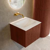 Badmeubel Mondiaz Kurve-Dlux | 50 cm cm | Meubelkleur Ruby | Wastafelkleur Ostra | Solid surface | Wasbak midden spoelbak | Zonder kraangat(en)