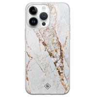 iPhone 14 Pro Max siliconen hoesje - Marmer goud