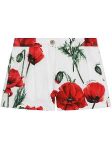 Dolce & Gabbana Kids short en coton à fleurs - Blanc