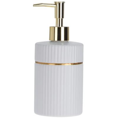 Items Zeeppompje/dispenser - 17 cm - keramiek - wit - 300 ml - navulbaar - toilet/badkamer/keuken