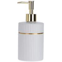 Items Zeeppompje/dispenser - 17 cm - keramiek - wit - 300 ml - navulbaar - toilet/badkamer/keuken